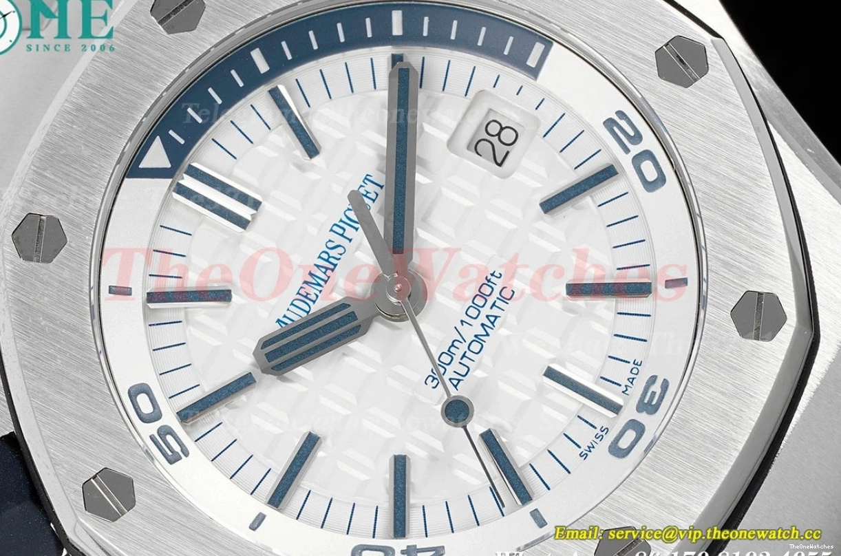 Oak RU SS Dial 15710 Clone Super Offshore Diver White Royal 42mm SA3120 APSF 0411